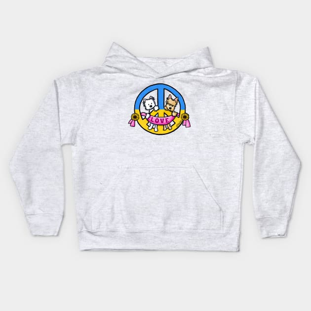 Peace and Love For Ukraine Kids Hoodie by KiniArt